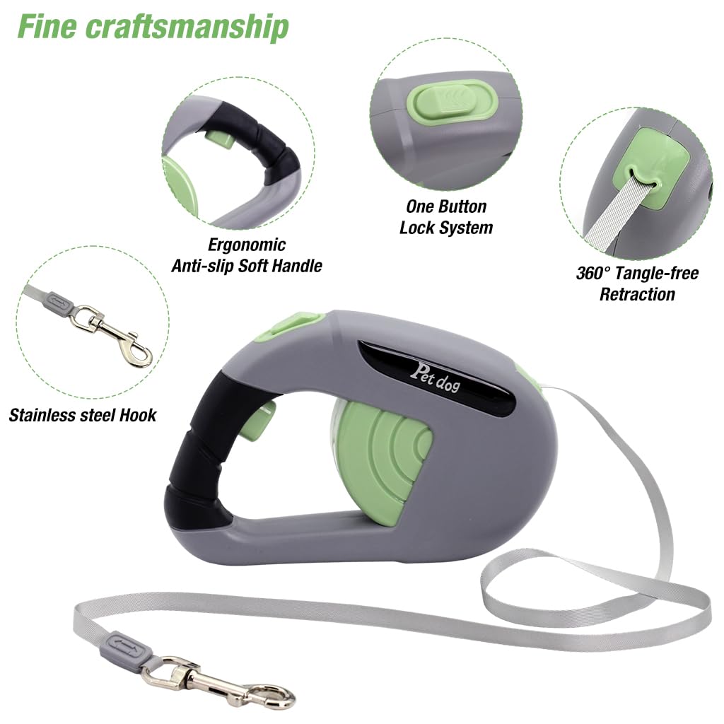 Qpets Retractable Dog Leash 16ft Dog Leash Ergonomic Anti-Slip Handle Dog Leash for Small to Large Dogs Up to 110lbs/50kg, Swivel Quick Release Buckle, One Button Lock & Release Qpets Retractable Dog Leash 16ft Dog Leash Ergonomic Anti-Slip Handle Dog Leash for Small to Large Dogs Up to 110lbs/50kg, Swivel Quick Release Buckle, One Button Lock & Release
